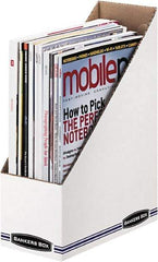 BANKERS BOX - White/Blue Magazine Stand - Corrugated Cardboard - Makers Industrial Supply