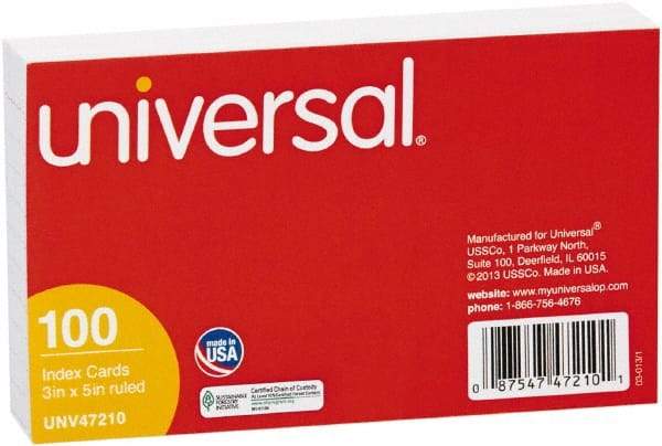 UNIVERSAL - 100 Index Cards - 3 x 5" - Makers Industrial Supply