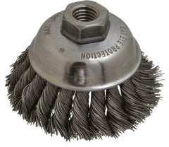 Anderson - 3-1/2" Diam, 5/8-11 Threaded Arbor, Steel Fill Cup Brush - 0.02 Wire Diam, 1-1/4" Trim Length, 9,000 Max RPM - Makers Industrial Supply