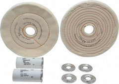 Dico - 6" Diam Cushion Sewn, Spiral Sewn Buffing Wheel Set - 1/2 - 1" Arbor Hole, Emery - Makers Industrial Supply