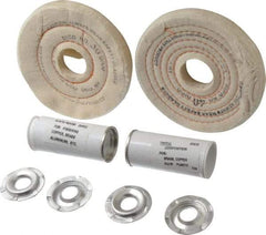 Dico - 4" Diam Cushion Sewn, Spiral Sewn Buffing Wheel Set - 1/2 - 1" Arbor Hole, Tripoli - Makers Industrial Supply