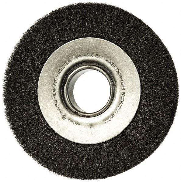 Anderson - 8" OD, 2" Arbor Hole, Crimped Steel Wheel Brush - 1-5/8" Face Width, 1-1/2" Trim Length, 0.006" Filament Diam, 4,500 RPM - Makers Industrial Supply