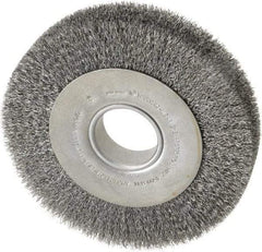 Anderson - 8" OD, 2" Arbor Hole, Crimped Steel Wheel Brush - 1-5/8" Face Width, 1-1/2" Trim Length, 0.0118" Filament Diam, 4,500 RPM - Makers Industrial Supply