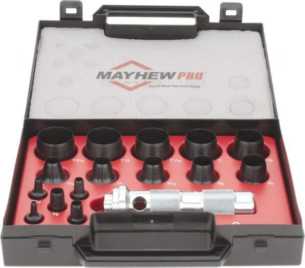 Mayhew - 16 Piece, 1/8 to 1-3/16", Hollow Punch Set - Comes in Plastic Case - Makers Industrial Supply