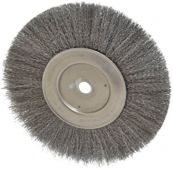 Anderson - 10" OD, 3/4" Arbor Hole, Crimped Steel Wheel Brush - 1/2" Face Width, 2-15/32" Trim Length, 0.014" Filament Diam, 3,600 RPM - Makers Industrial Supply