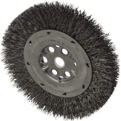 Anderson - 6" OD, 5/8" Arbor Hole, Crimped Steel Wheel Brush - 3/4" Face Width, 1-1/8" Trim Length, 0.014" Filament Diam, 6,000 RPM - Makers Industrial Supply