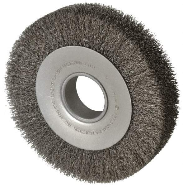 Anderson - 8" OD, 2" Arbor Hole, Crimped Steel Wheel Brush - 1-5/8" Face Width, 1-1/2" Trim Length, 0.014" Filament Diam, 4,500 RPM - Makers Industrial Supply