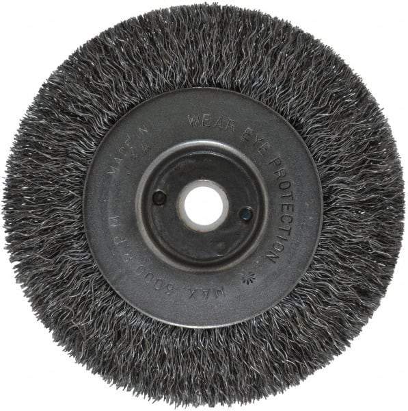 Anderson - 4" OD, 1/2" Arbor Hole, Crimped Steel Wheel Brush - 11/32" Face Width, 13/16" Trim Length, 0.0118" Filament Diam, 6,000 RPM - Makers Industrial Supply