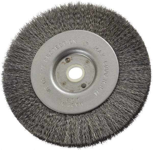 Anderson - 4" OD, 1/2" Arbor Hole, Crimped Steel Wheel Brush - 11/32" Face Width, 13/16" Trim Length, 0.006" Filament Diam, 6,000 RPM - Makers Industrial Supply