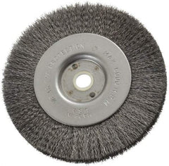 Anderson - 4" OD, 1/2" Arbor Hole, Crimped Steel Wheel Brush - 11/32" Face Width, 13/16" Trim Length, 0.006" Filament Diam, 6,000 RPM - Makers Industrial Supply