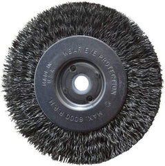 Anderson - 4" OD, 1/2" Arbor Hole, Crimped Steel Wheel Brush - 11/32" Face Width, 13/16" Trim Length, 0.014" Filament Diam, 6,000 RPM - Makers Industrial Supply