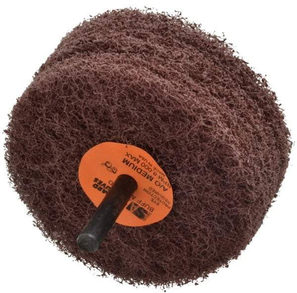 Standard Abrasives - 3" Diam, Medium Mounted Scrubber Buffing Wheel - 3 Ply, Medium Grade, 1/4" Shank Diam, 8,000 RPM - Makers Industrial Supply