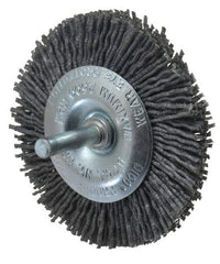 Dico - 3" OD, 1/4" Shank Diam, Crimped Nylon Wheel Brush - 3/8" Face Width - Makers Industrial Supply