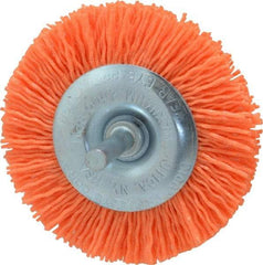 Dico - 3" OD, 1/4" Shank Diam, Crimped Nylon Wheel Brush - 3/8" Face Width - Makers Industrial Supply