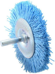 Dico - 3" OD, 1/4" Shank Diam, Crimped Nylon Wheel Brush - 3/8" Face Width - Makers Industrial Supply