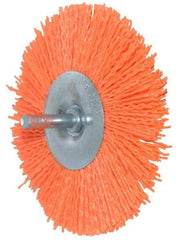 Dico - 4" OD, 1/4" Shank Diam, Crimped Nylon Wheel Brush - 3/8" Face Width - Makers Industrial Supply