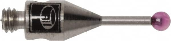 Renishaw - 0.0591 Inch Ball Diameter, Stainless Steel Stem, M2 Thread, Ruby Point Ball Tip CMM Stylus - 0.1772 Inch Working Length, 0.028 Inch Stem Diameter, 0.3937 Inch Overall Length - Makers Industrial Supply