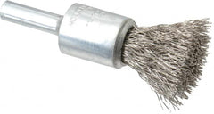 Anderson - 1/2" Brush Diam, Crimped, End Brush - 1/4" Diam Shank, 25,000 Max RPM - Makers Industrial Supply