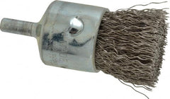 Anderson - 1" Brush Diam, Crimped, End Brush - 1/4" Diam Shank, 22,000 Max RPM - Makers Industrial Supply