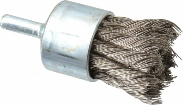 Anderson - 1-1/8" Brush Diam, Knotted, End Brush - 1/4" Diam Shank, 22,000 Max RPM - Makers Industrial Supply