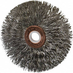 Anderson - 3" OD, 1/2" Arbor Hole, Crimped Stainless Steel Wheel Brush - 1/4" Face Width, 1" Trim Length, 0.014" Filament Diam, 20,000 RPM - Makers Industrial Supply