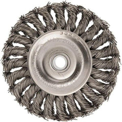 Anderson - 4" OD, 1/2" Arbor Hole, Knotted Stainless Steel Wheel Brush - 1/2" Face Width, 1" Trim Length, 0.02" Filament Diam, 20,000 RPM - Makers Industrial Supply