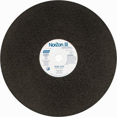 Norton - 16" 30 Grit Zirconia Alumina Cutoff Wheel - 1/8" Thick, 1" Arbor, 4,800 Max RPM, Use with Electric & Gas Powered Saws - Makers Industrial Supply