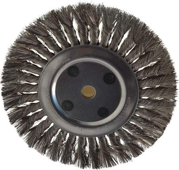 Anderson - 8" OD, 5/8" Arbor Hole, Knotted Stainless Steel Wheel Brush - 5/8" Face Width, 1-3/4" Trim Length, 0.016" Filament Diam, 6,000 RPM - Makers Industrial Supply