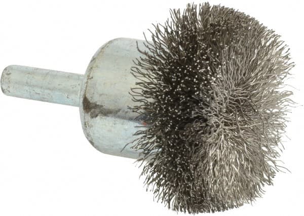 Anderson - 1-1/2" Brush Diam, Crimped, Flared End Brush - 1/4" Diam Shank, 20,000 Max RPM - Makers Industrial Supply