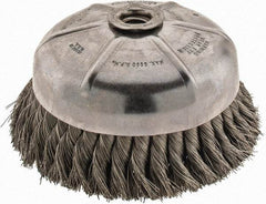 Anderson - 6" Diam, 5/8-11 Threaded Arbor, Stainless Steel Fill Cup Brush - 0.014 Wire Diam, 1-3/8" Trim Length, 6,600 Max RPM - Makers Industrial Supply