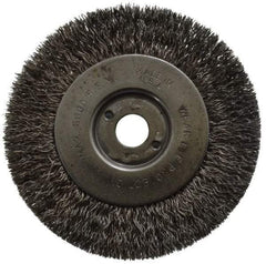 Anderson - 4" OD, 1/2" Arbor Hole, Crimped Stainless Steel Wheel Brush - 11/32" Face Width, 13/16" Trim Length, 0.0104" Filament Diam, 6,000 RPM - Makers Industrial Supply