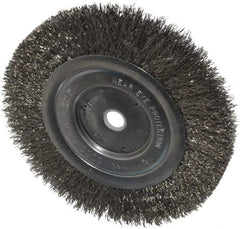 Anderson - 6" OD, 1/2" Arbor Hole, Crimped Stainless Steel Wheel Brush - 1/2" Face Width, 1-1/16" Trim Length, 0.0104" Filament Diam, 6,000 RPM - Makers Industrial Supply