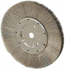 Anderson - 8" OD, 5/8" Arbor Hole, Crimped Stainless Steel Wheel Brush - 1/2" Face Width, 1-13/16" Trim Length, 0.006" Filament Diam, 4,500 RPM - Makers Industrial Supply