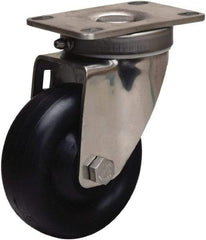 Hamilton - 3-1/2" Diam x 1-3/8" Wide x 4-7/8" OAH Top Plate Mount Swivel Caster - Polyolefin, 260 Lb Capacity, Plain Bore Bearing, 2-3/8 x 3-5/8" Plate - Makers Industrial Supply