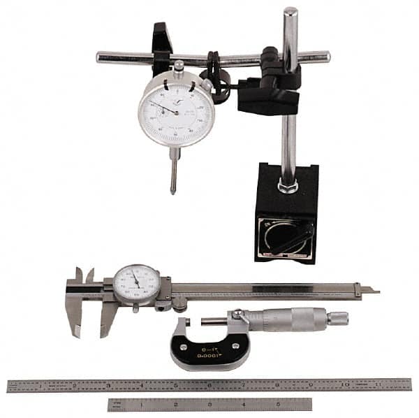 Value Collection - 6 Piece, Machinist Caliper and Micrometer Tool Kit - Makers Industrial Supply