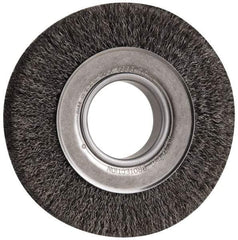 Anderson - 6" OD, 2" Arbor Hole, Crimped Steel Wheel Brush - 1" Face Width, 1-1/8" Trim Length, 0.0118" Filament Diam, 6,000 RPM - Makers Industrial Supply