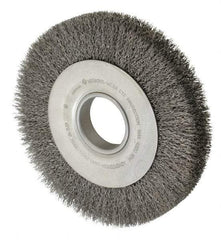 Anderson - 8" OD, 2" Arbor Hole, Crimped Steel Wheel Brush - 1-1/8" Face Width, 1-1/2" Trim Length, 0.014" Filament Diam, 4,500 RPM - Makers Industrial Supply