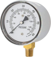 Gast - 1/4" NPT psi Pressure Gauge - 0-60 psi Pressure, 0-150 Millibars - Makers Industrial Supply