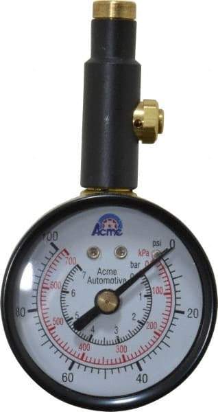 Acme - 0 to 100 psi Dial Straight Tire Pressure Gauge - Closed Check - Makers Industrial Supply