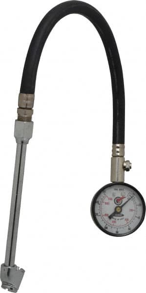 Acme - 0 to 160 psi Dial Dual Tire Pressure Gauge - Closed Check, 12' Hose Length - Makers Industrial Supply