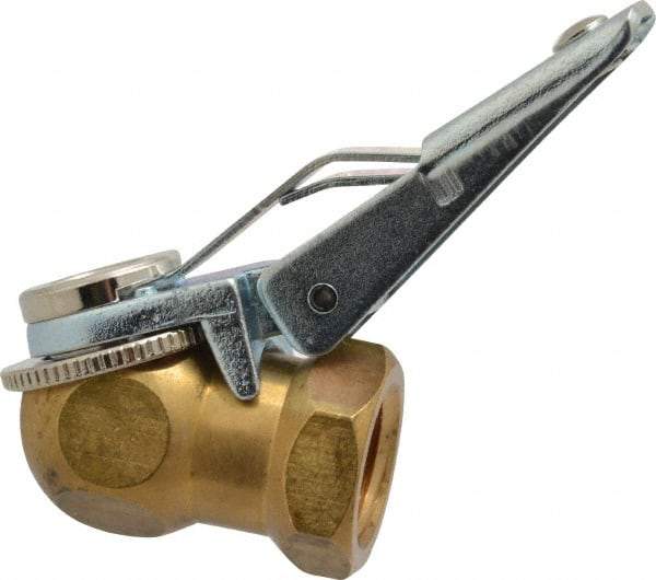 Acme - Closed Check Brass/Steel Air Chuck - Ball Foot with Clip Chuck, 1/4 FPT - Makers Industrial Supply