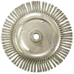 Anderson - 6-7/8" OD, 5/8-11 Arbor Hole, Knotted Stainless Steel Wheel Brush - 1/8" Face Width, 1-1/8" Trim Length, 0.02" Filament Diam, 9,000 RPM - Makers Industrial Supply