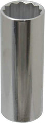 Proto - 1/2" Drive, Deep Hand Socket - 12 Points, 3-1/4" OAL, Chrome Finish - Makers Industrial Supply