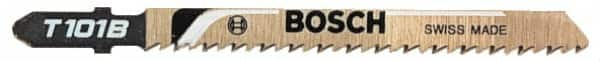 Bosch - 4" Long, 8 Teeth per Inch, High Carbon Steel Jig Saw Blade - Toothed Edge, 1/4" Wide x 0.05" Thick, T-Shank, Ground Side Tooth Set - Makers Industrial Supply