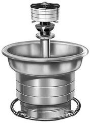 Bradley - Semi-Circular, Foot-Controlled, External Drain, 36" Diam, 3 Person Capacity, Stainless Steel, Wash Fountain - 1.25 GPM, 9" Bowl Depth, 28" High, 304 Material Grade - Makers Industrial Supply