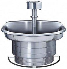 Bradley - Semi-Circular, Foot-Controlled, Internal Drain, 54" Diam, 4 Person Capacity, Stainless Steel, Wash Fountain - 3 GPM, 9" Bowl Depth, 28" High, 304 Material Grade - Makers Industrial Supply