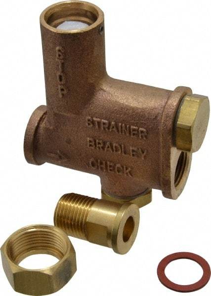 Bradley - Wash Fountain Combination Stop Strainer & Check Valve - For Use with Bradley Foot-Controlled Wash Fountains - Makers Industrial Supply