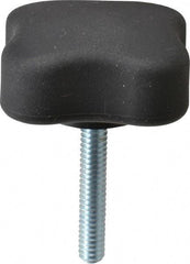 Gibraltar - 1.99" Head Diam, 4 Point Lobed Knob - 1/4-20 Stem, Thermoplastic Elastomer, Black - Makers Industrial Supply