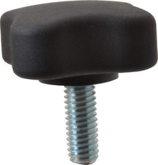 Gibraltar - 1.99" Head Diam, 4 Point Lobed Knob - 3/8-16 Stem, Thermoplastic Elastomer, Black - Makers Industrial Supply