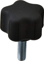 Gibraltar - 1.52" Head Diam, 5 Point Lobed Knob - 5/16-18 Stem, Thermoplastic Elastomer, Black - Makers Industrial Supply